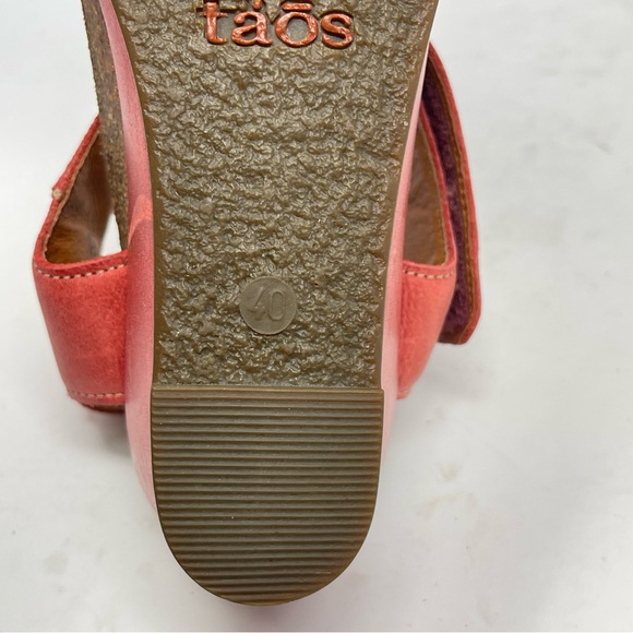 Taos Carousel 3 Wedge Sandals Womens 9 - 9.5 EU 40 Red Leather Ankle Strap - Picture 8 of 16